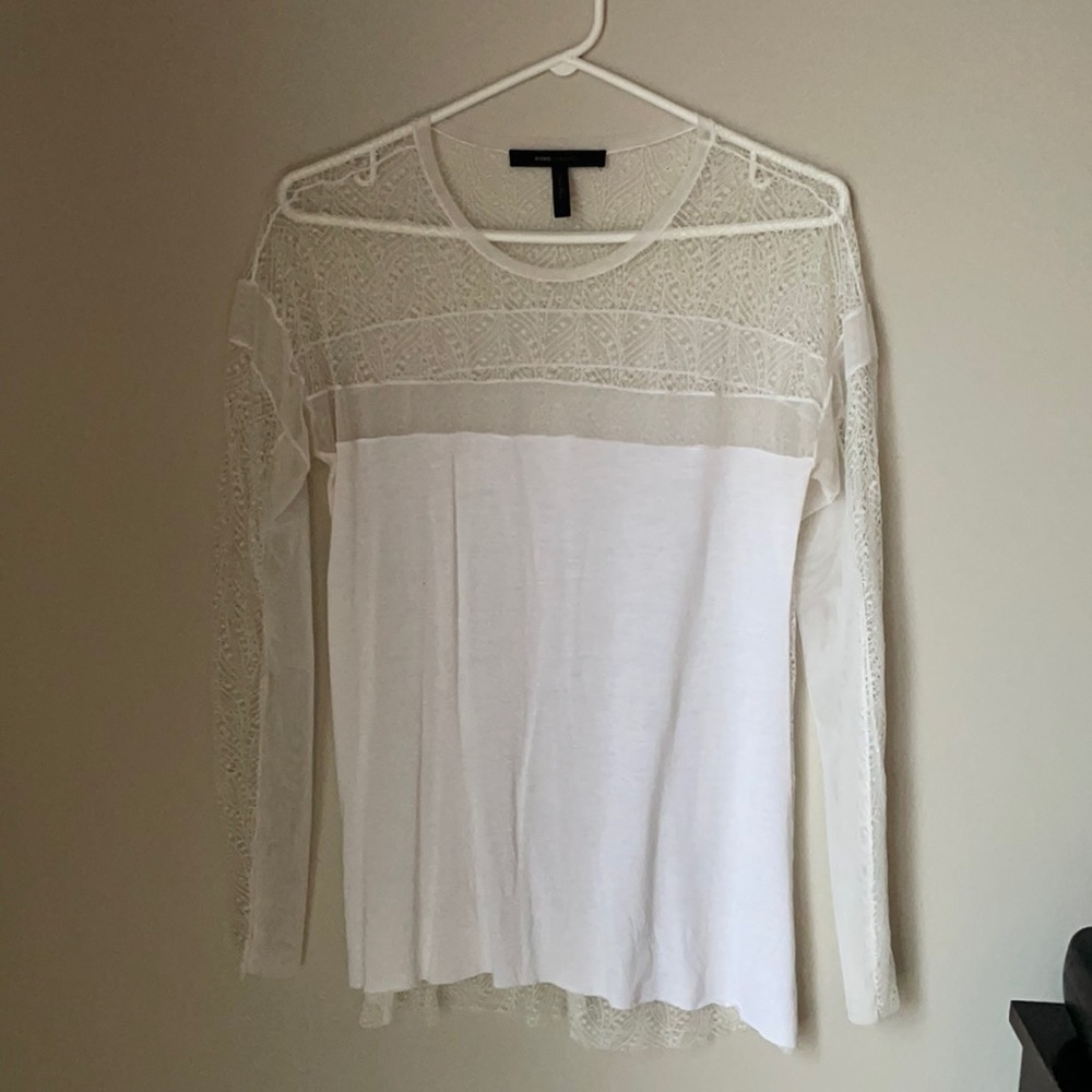 😍BCBG Maxazria Lace and Knit shirt